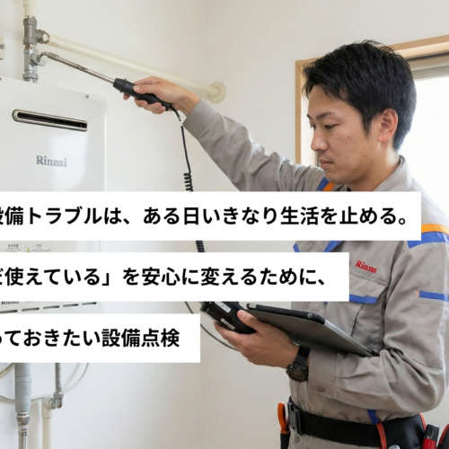 家の設備トラブルは、ある日いきなり生活を止める。「まだ使えている」を安心に変えるために、今やっておきたい設備点検