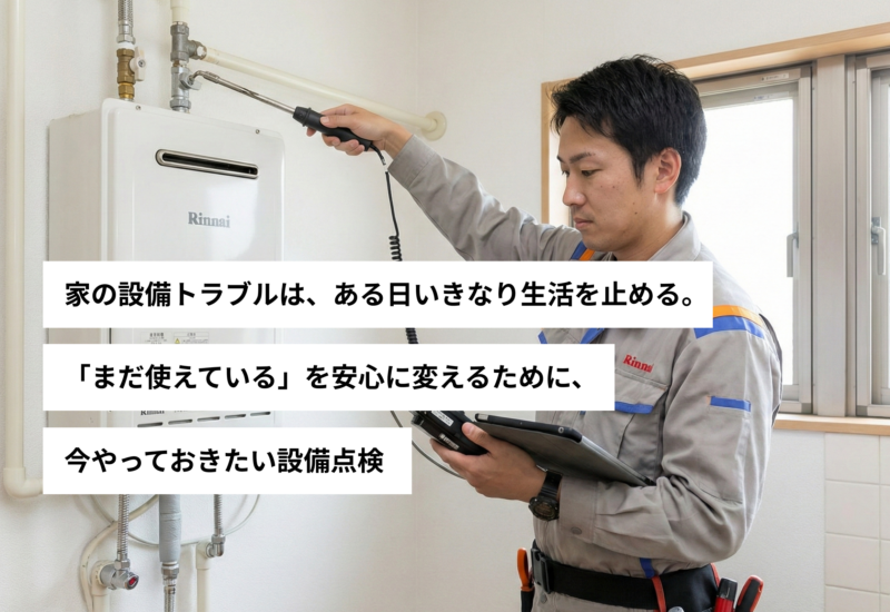 家の設備トラブルは、ある日いきなり生活を止める。「まだ使えている」を安心に変えるために、今やっておきたい設備点検